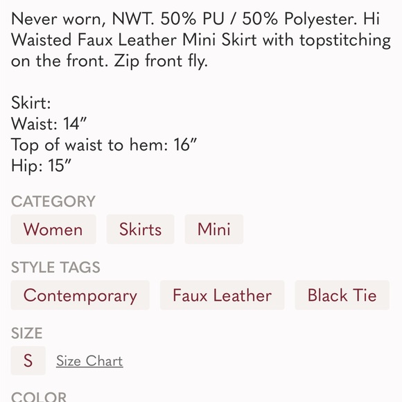 ZARA / 2010 / 203 / 800 Black
Topstitched Hi Waist Faux Leather Skirt - Picture 6 of 6